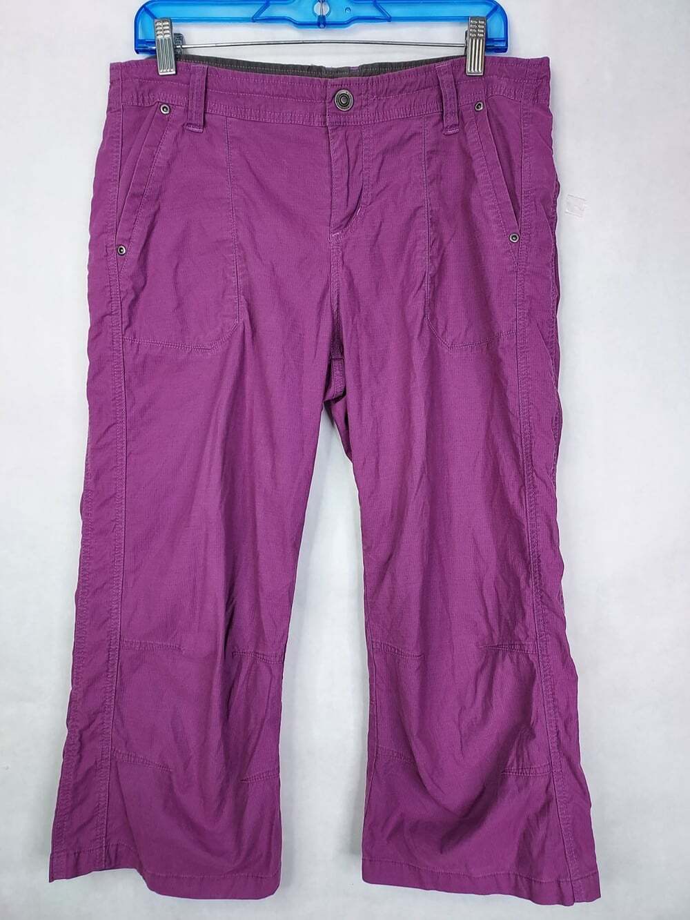 Kuhl Kendra Capri Pant Women 12 Purple Embroidered Nylon Hiking Outdoor Gorpcore